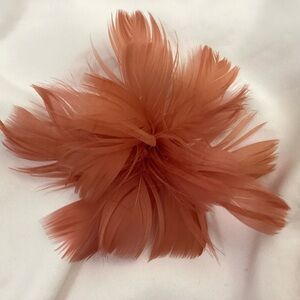 Petite Burnt sienna, orange coral.  Feather Fascinator Hair Clip. Handmade